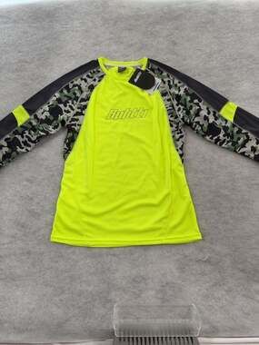 Bpbtti Men's Long Sleeve Mountain Bike Jersey Neon Yellow and Camo UPF 50+ Cycli